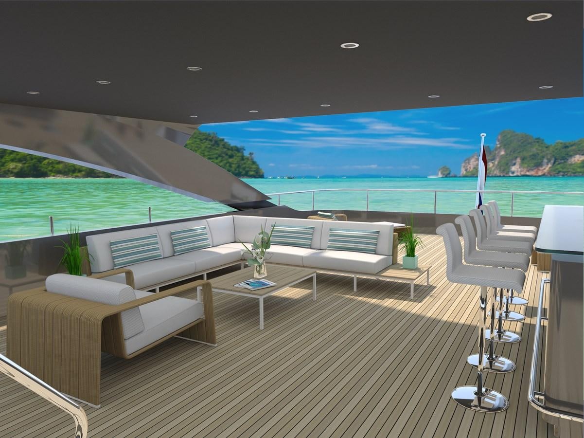 a room with a couch and a pool aboard PROJECT MOONEN NAVARINO Yacht for Sale