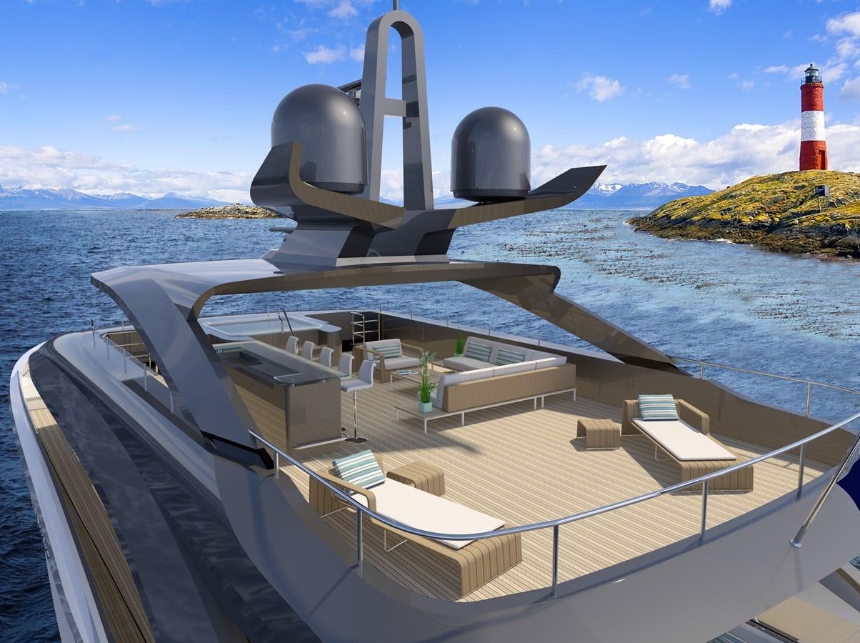 a satellite dish on a ship aboard PROJECT MOONEN NAVARINO Yacht for Sale