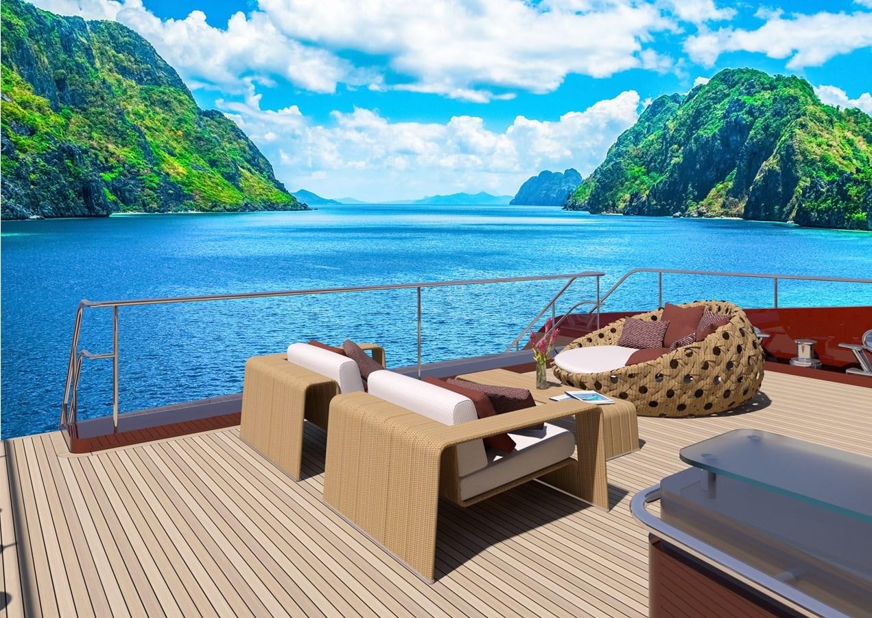 a deck overlooking a body of water aboard PROJECT MOONEN NAVARINO Yacht for Sale