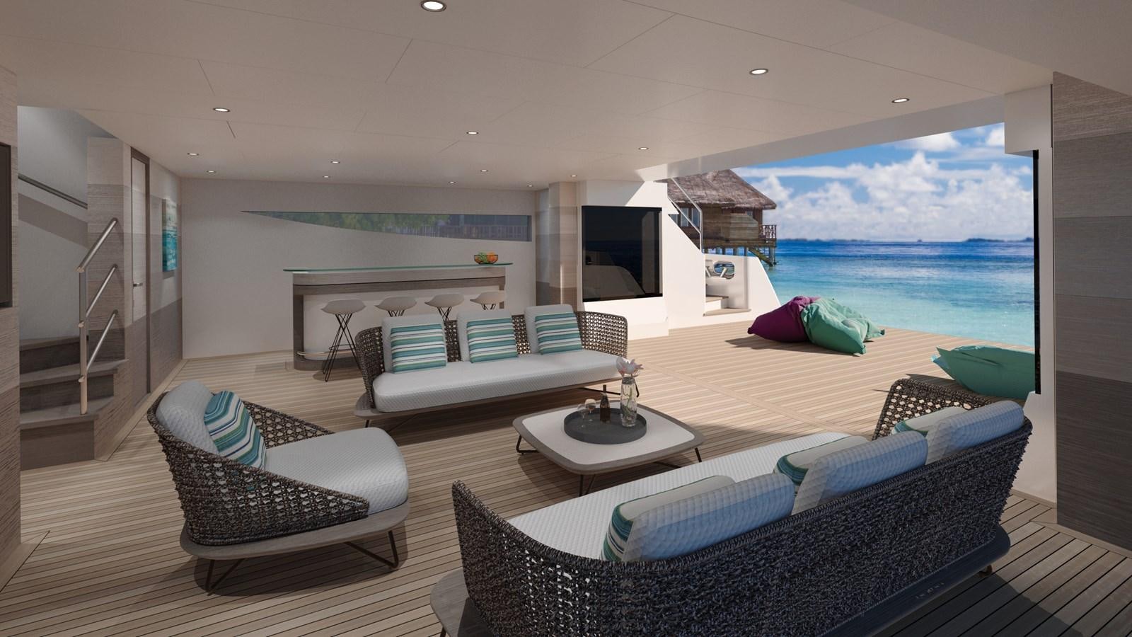 a living room with a large window aboard PROJECT MOONEN NAVARINO Yacht for Sale