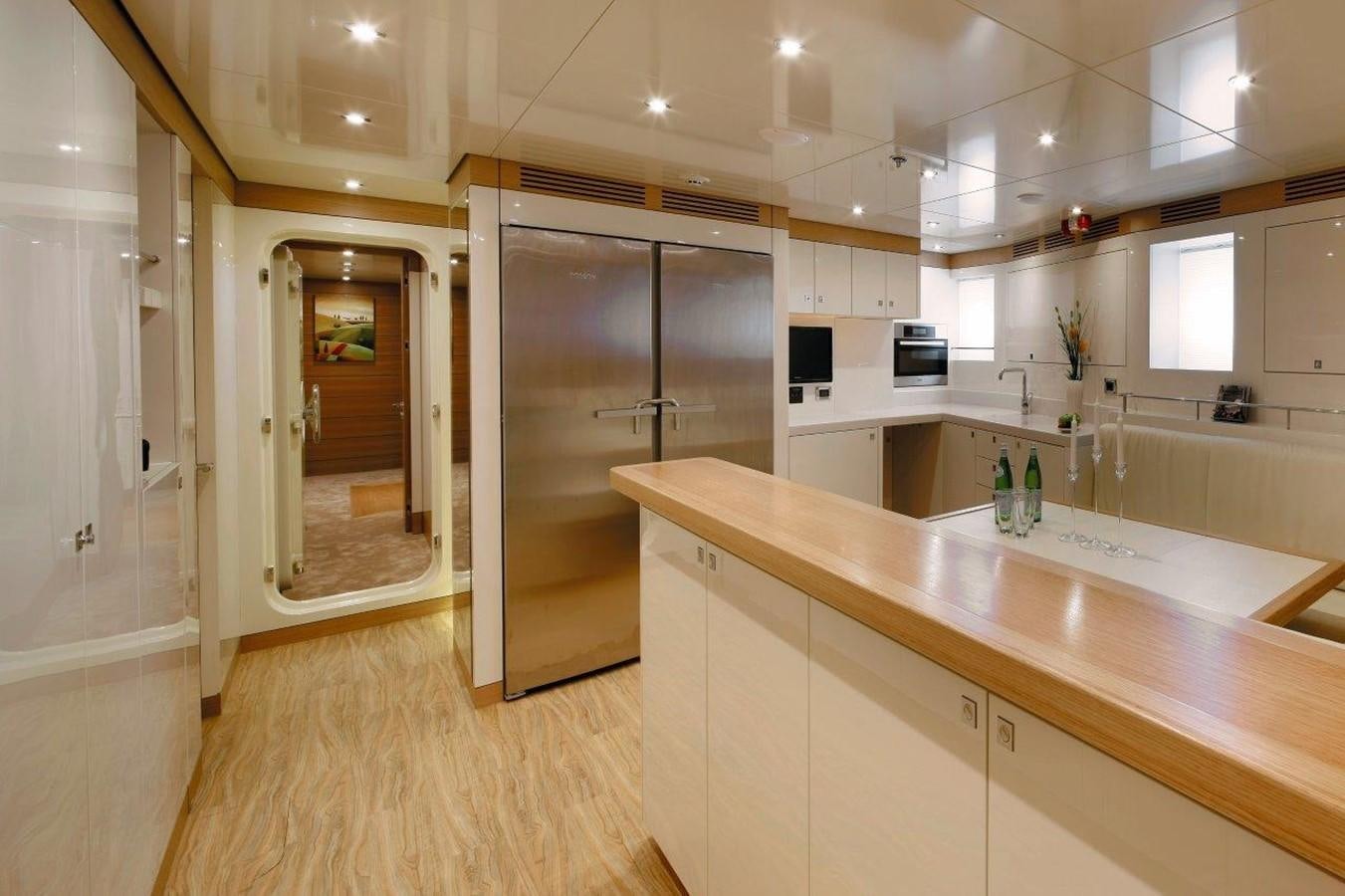 a kitchen with a large countertop aboard EP150 Yacht for Sale