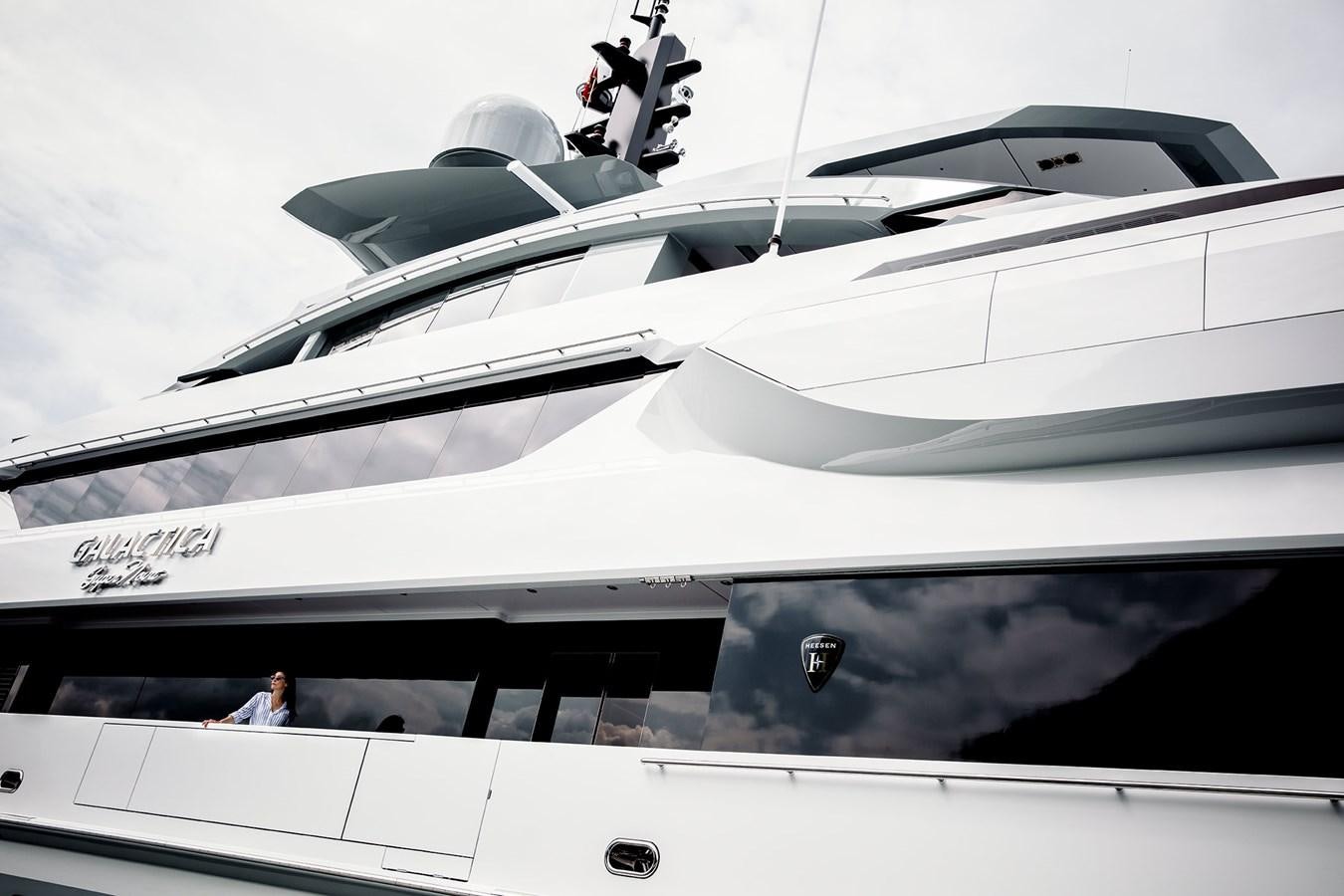 a white yacht with a propeller aboard GAJA Yacht for Sale