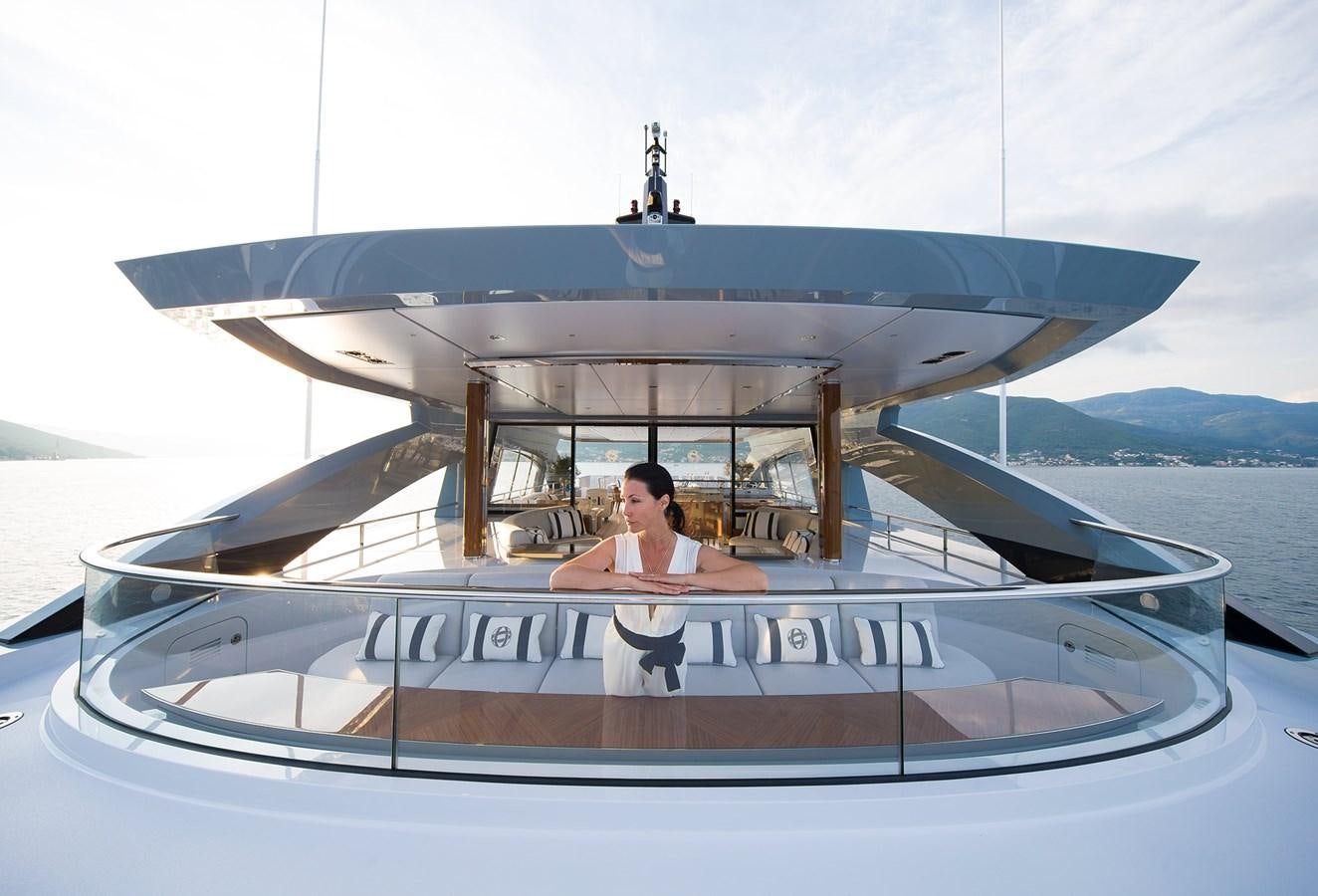 a person sitting in a white boat aboard GAJA Yacht for Sale