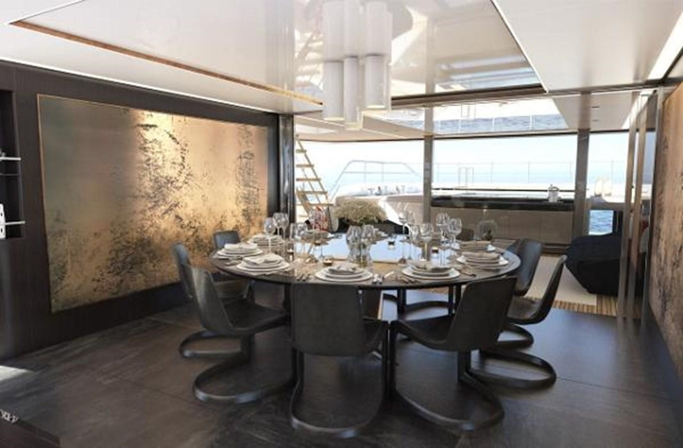 a large dining table with chairs aboard 50 METER OCEAN Yacht for Sale