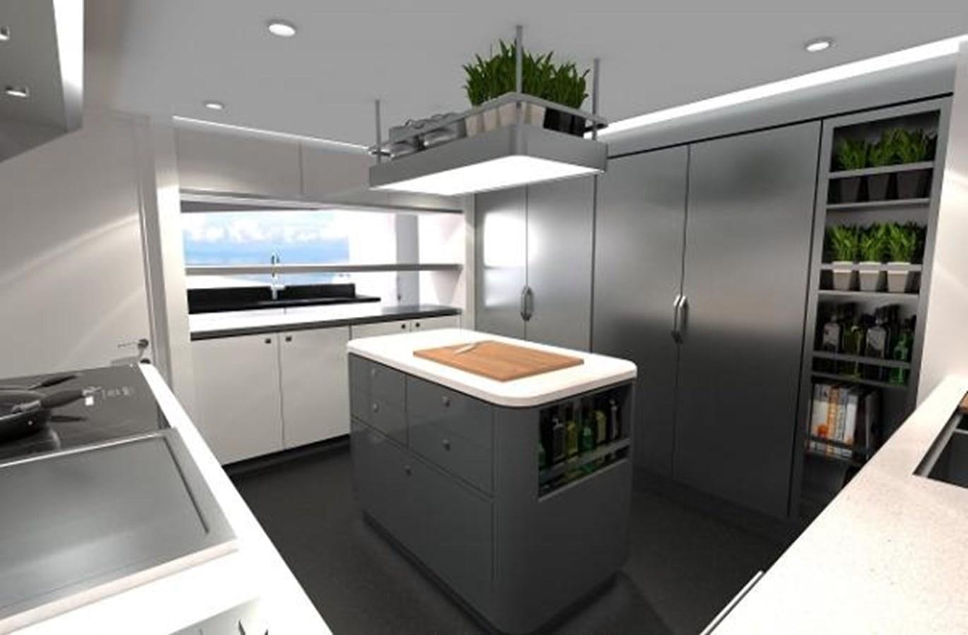 a kitchen with a refrigerator and a sink aboard 50 METER OCEAN Yacht for Sale