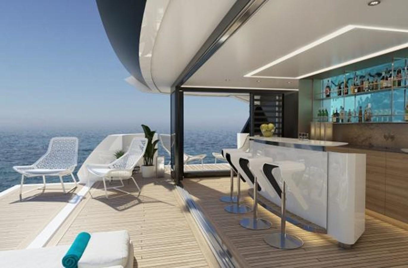 a room with a table chairs and a large window aboard 50 METER OCEAN Yacht for Sale