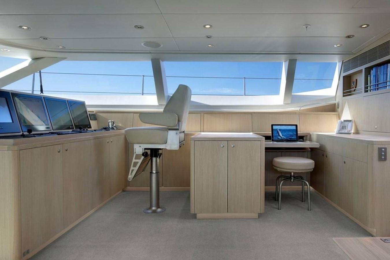 an empty office with computers aboard IMAGINE D Yacht for Sale