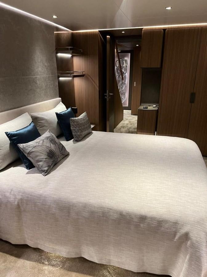 a bed with pillows aboard RANDY BETH Yacht for Sale