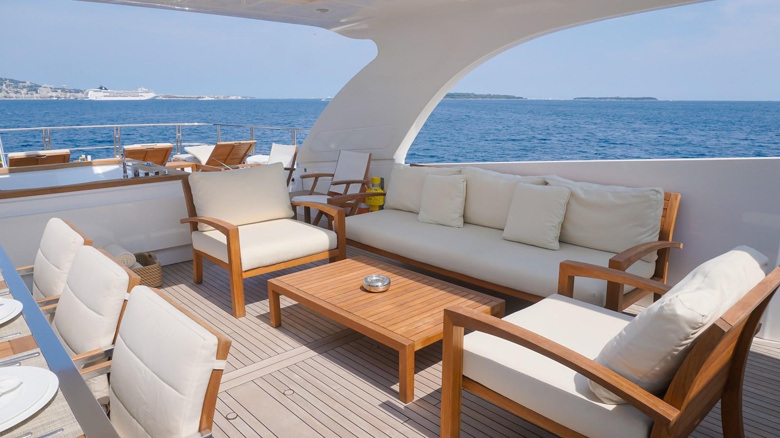 a room with a table and chairs aboard PETRUS Yacht for Sale