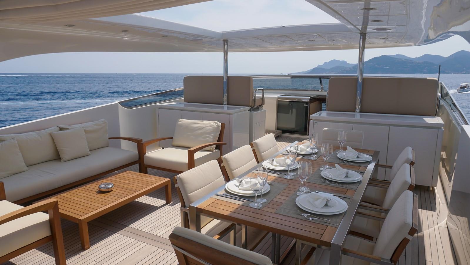 a table set for a meal on a boat aboard PETRUS Yacht for Sale