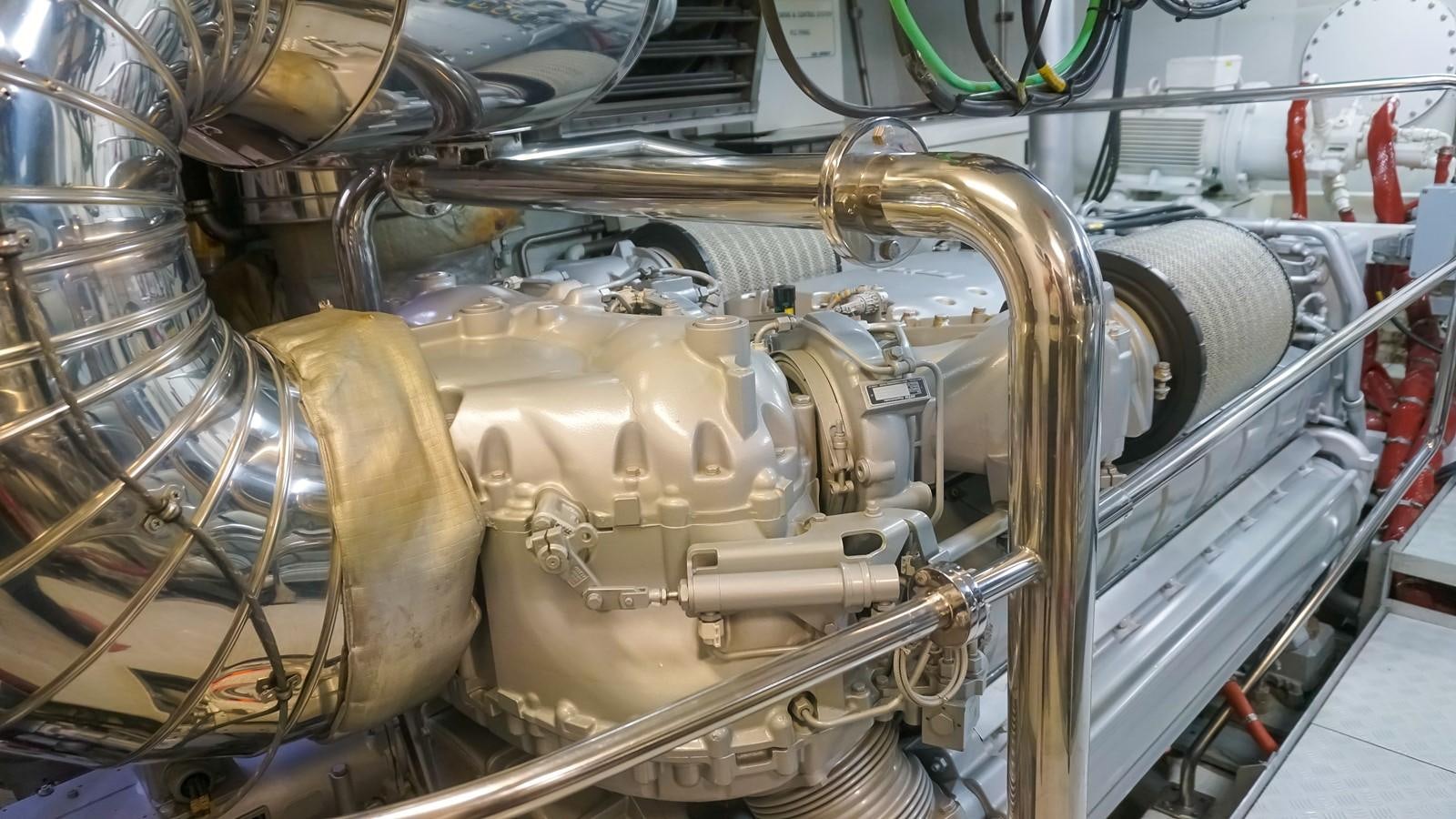 a close-up of a car engine aboard PETRUS Yacht for Sale