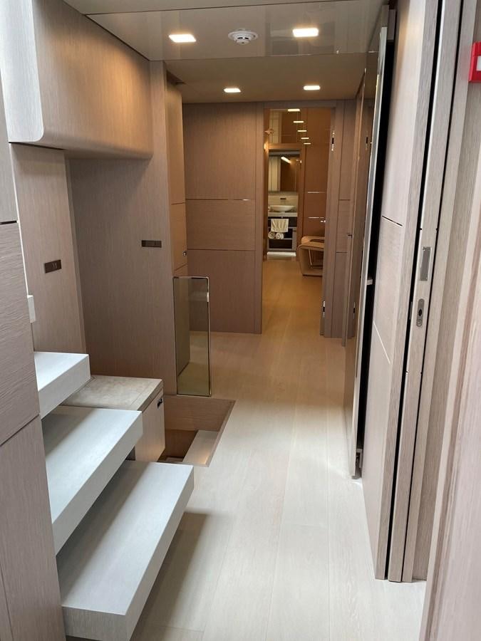 a hallway with a few sinks aboard CUSTOM LINE 108 Yacht for Sale