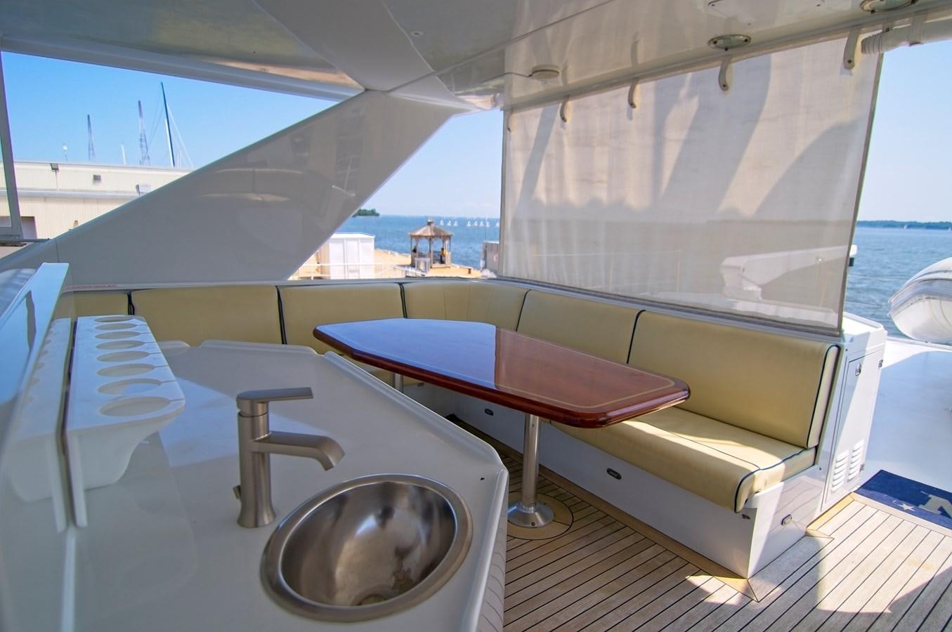 a table and chairs on a boat aboard VICTORY Yacht for Sale