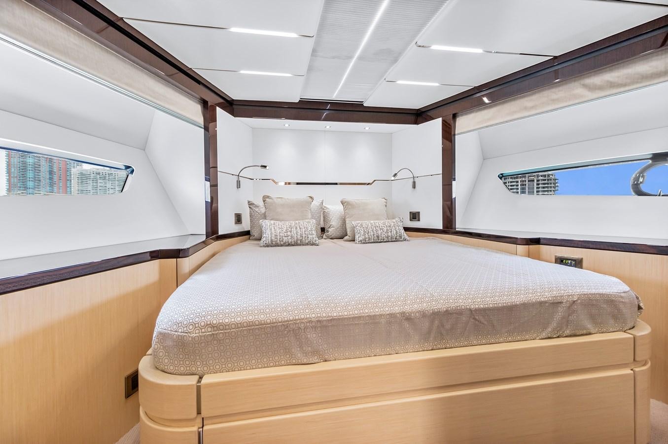 a bed in a room aboard SUNSEEKER PREDATOR Yacht for Sale