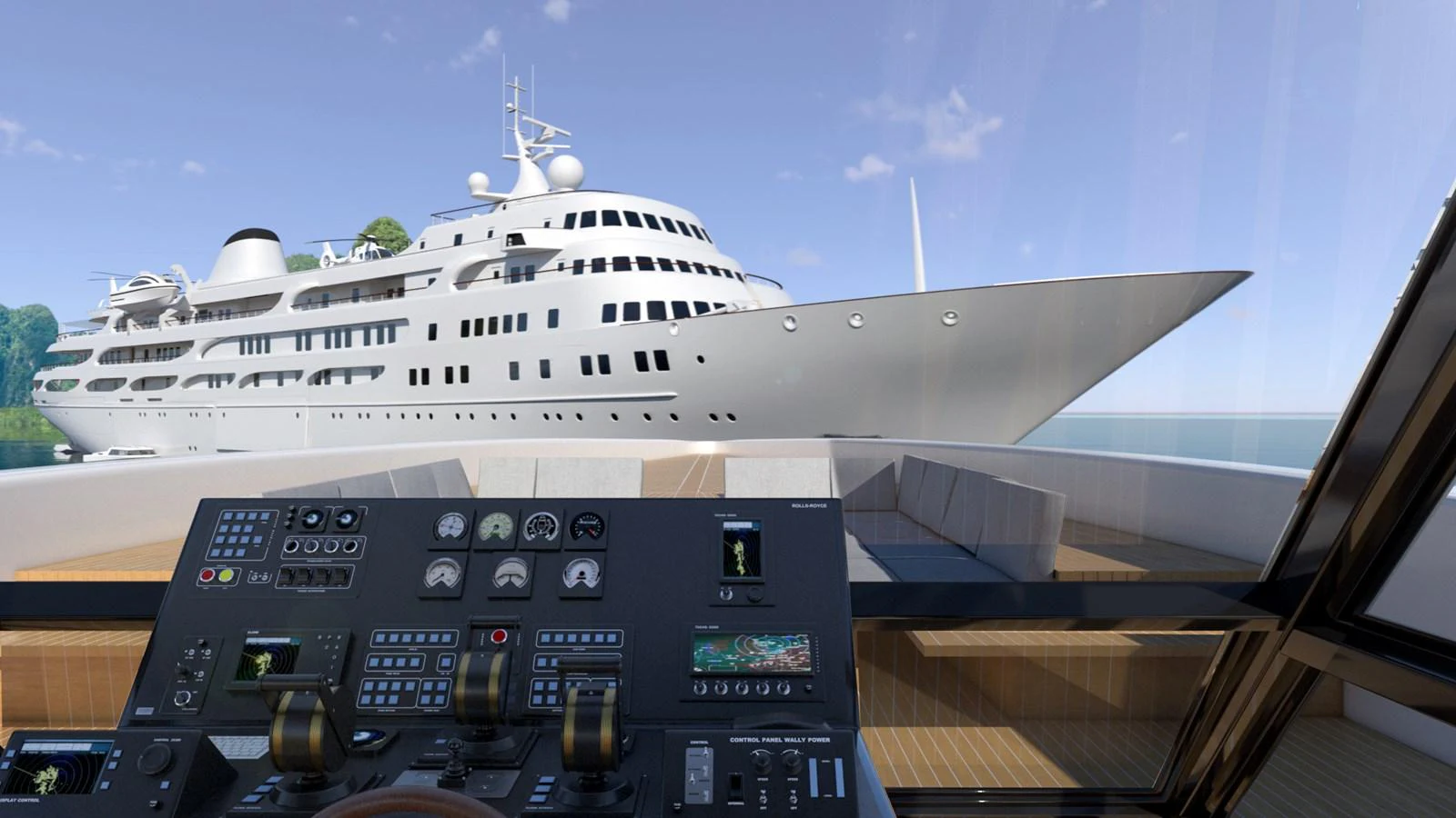 a computer and a keyboard aboard PROJECT Y910 Yacht for Sale