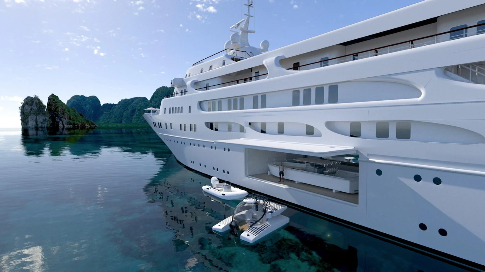 a boat on the water aboard PROJECT Y910 Yacht for Sale