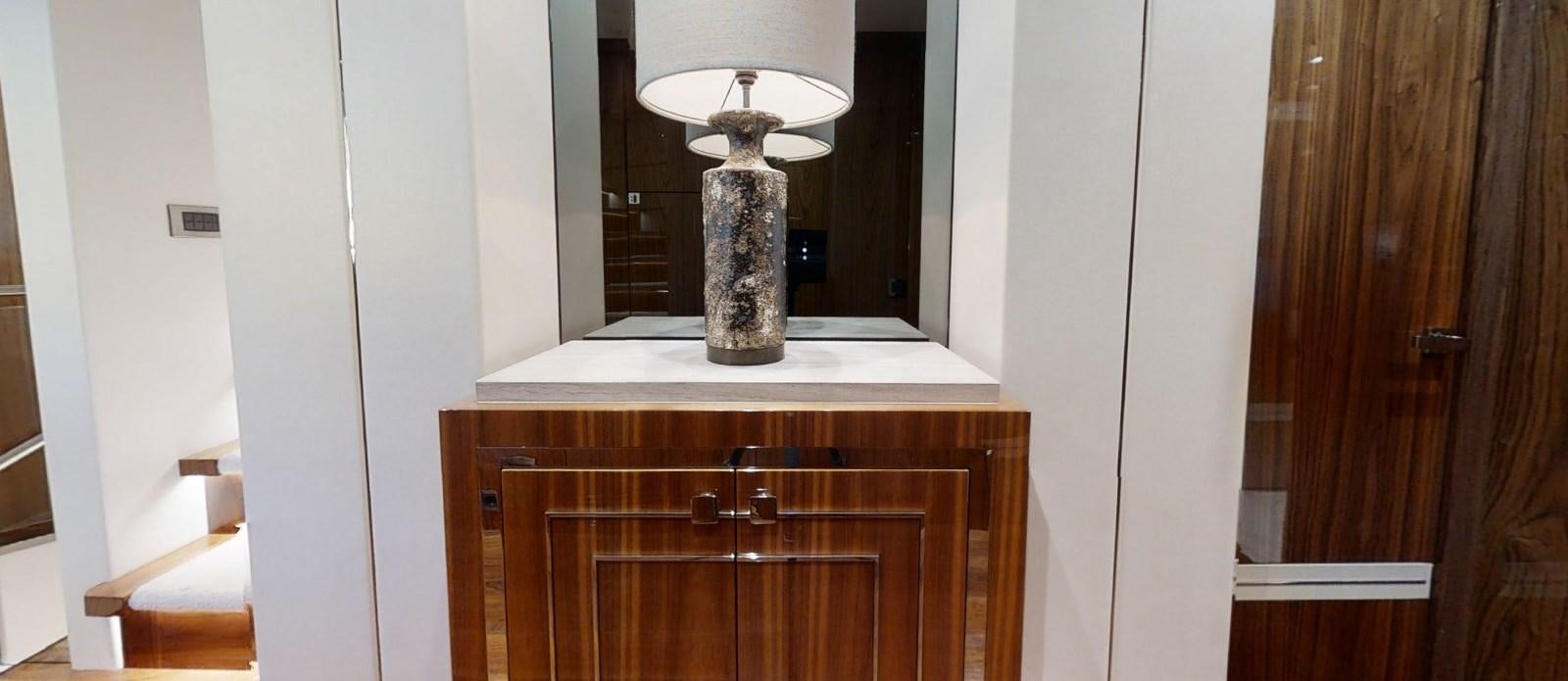 a lamp on a counter aboard ALADDIN Yacht for Sale