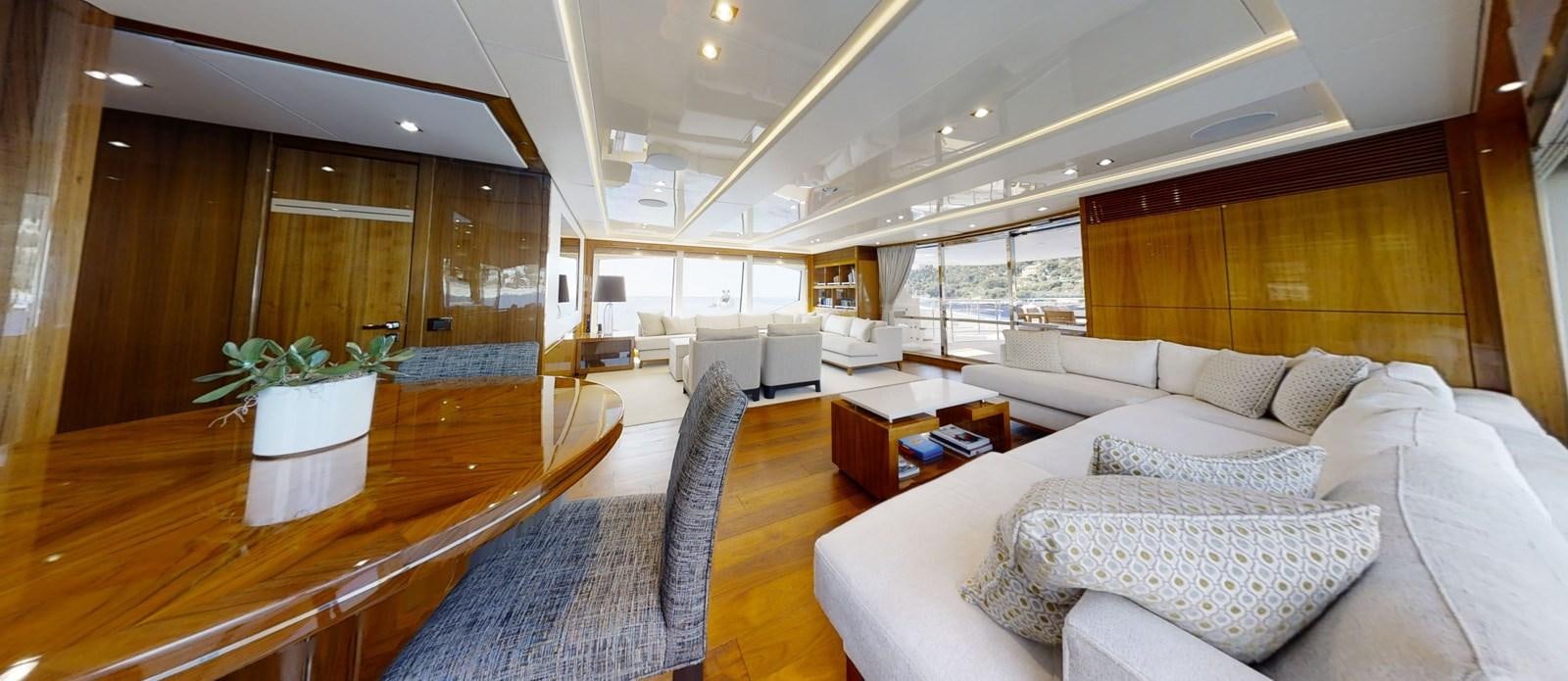 a large modern looking living room aboard ALADDIN Yacht for Sale