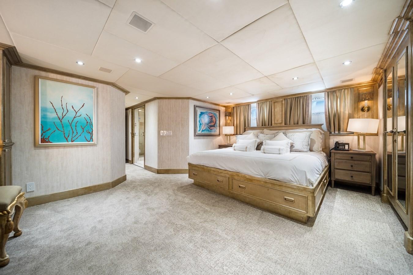 a large bedroom with a large bed aboard OCEAN DRIVE Yacht for Sale