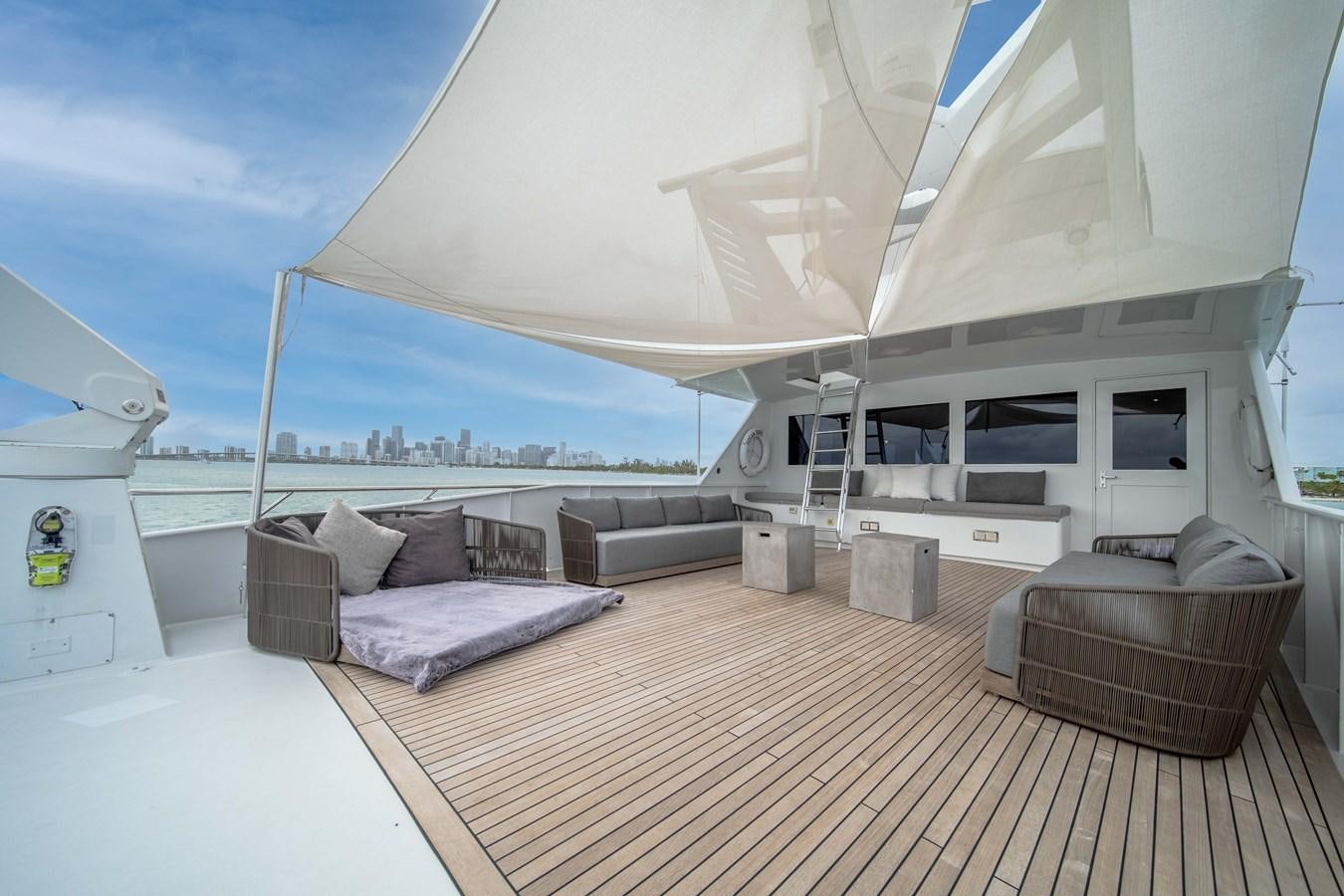 a room with a bed and a large white tent aboard OCEAN DRIVE Yacht for Sale