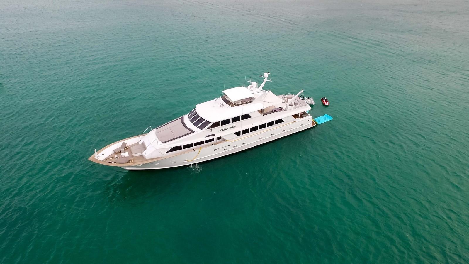 a white boat in the water aboard OCEAN DRIVE Yacht for Sale