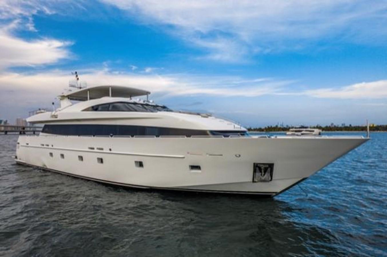 a large white yacht on the water aboard 2000 116 BAGLIETTO Yacht for Sale