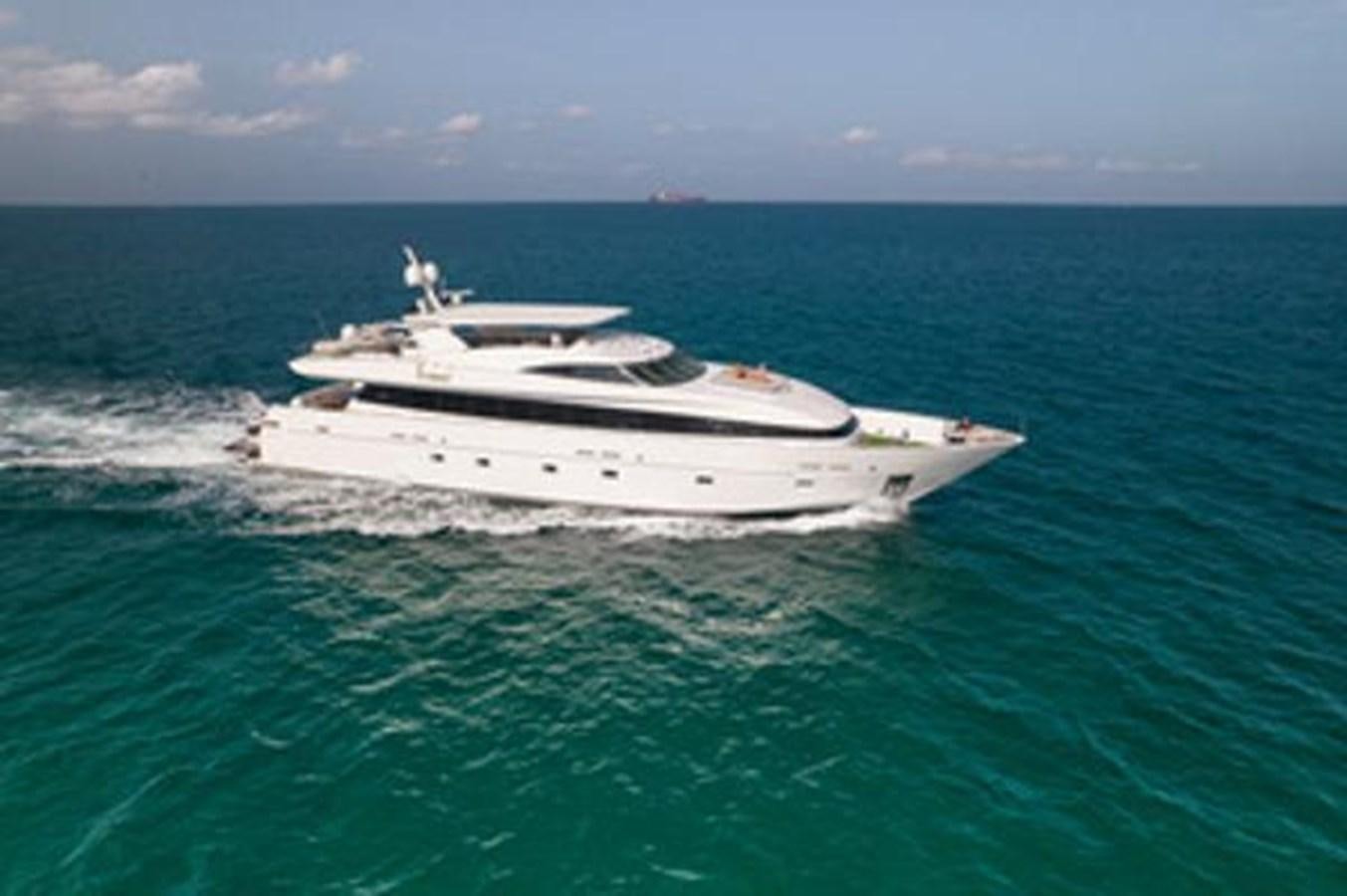 a white boat in the water aboard 2000 116 BAGLIETTO Yacht for Sale