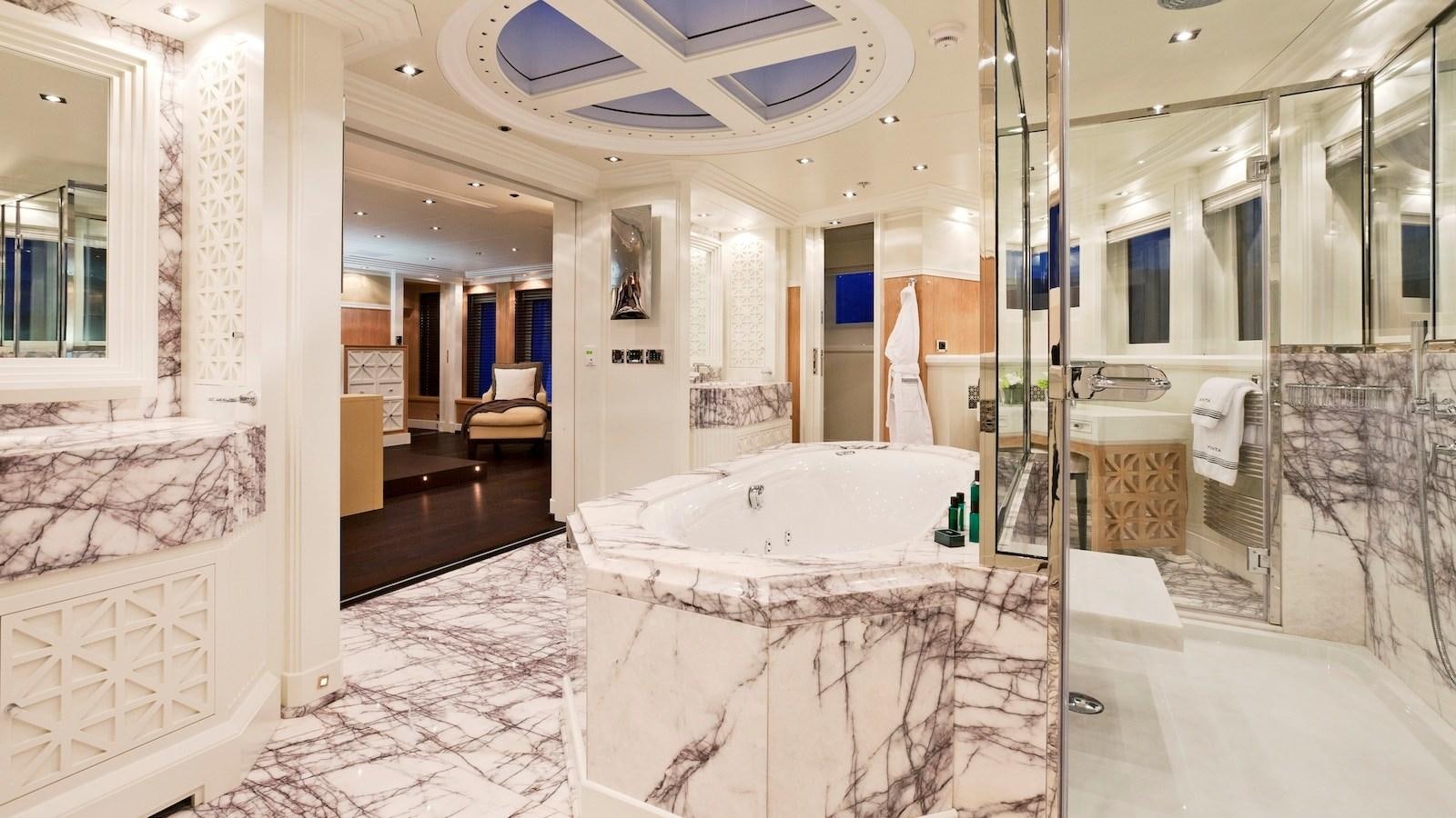 a large bathroom with a large jacuzzi tub aboard BELLA 2 Yacht for Sale