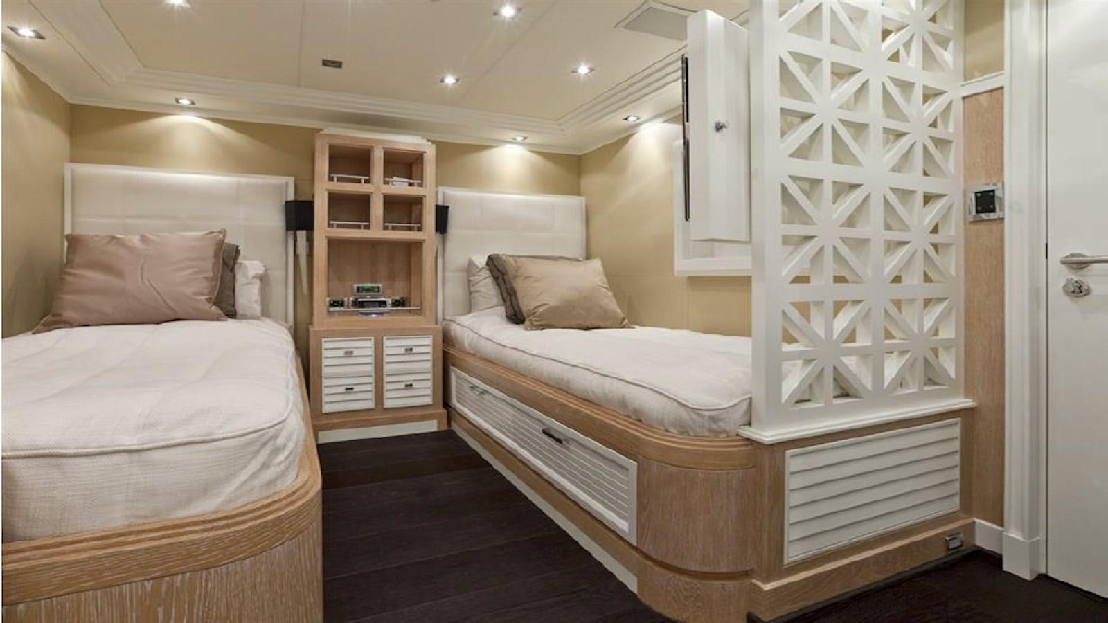a room with two beds aboard BELLA 2 Yacht for Sale