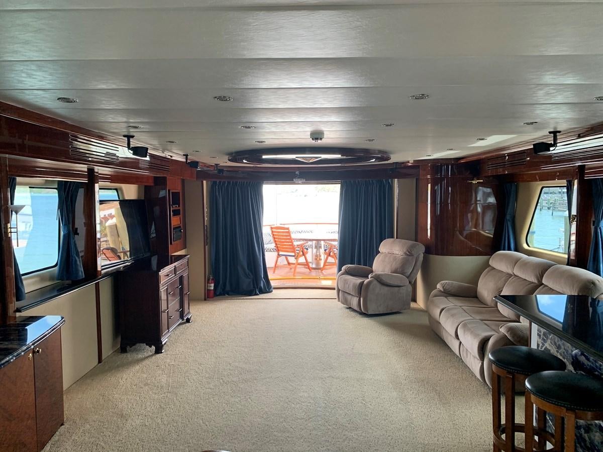 a living room with a large screen aboard 117 BILGIN YACHTS 2007  Yacht for Sale