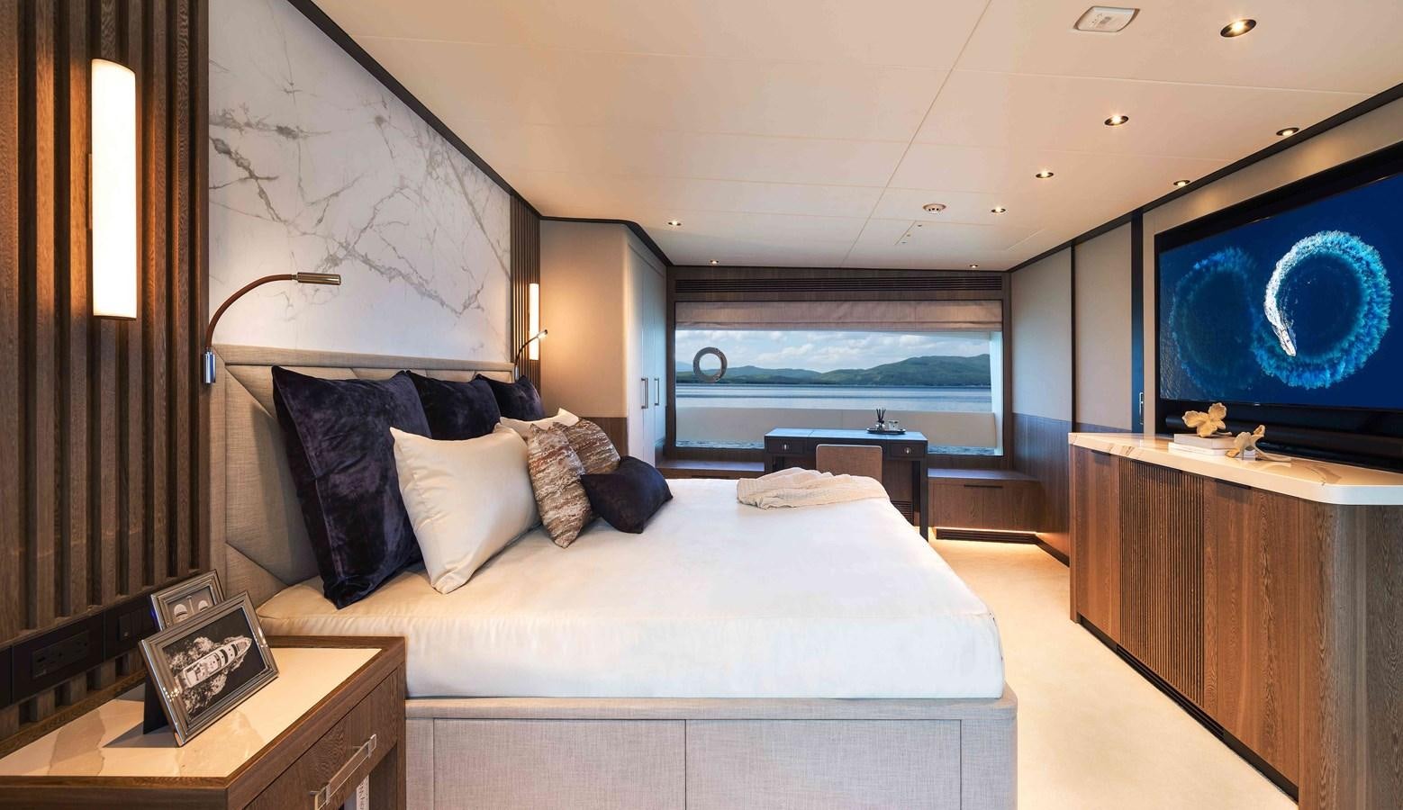 a bedroom with a large bed aboard FD110-004 NEW ARRIVAL Yacht for Sale