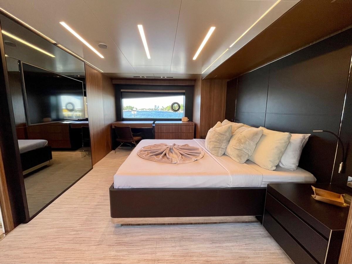 a bed in a room aboard 100 RIVA CORSARO Yacht for Sale
