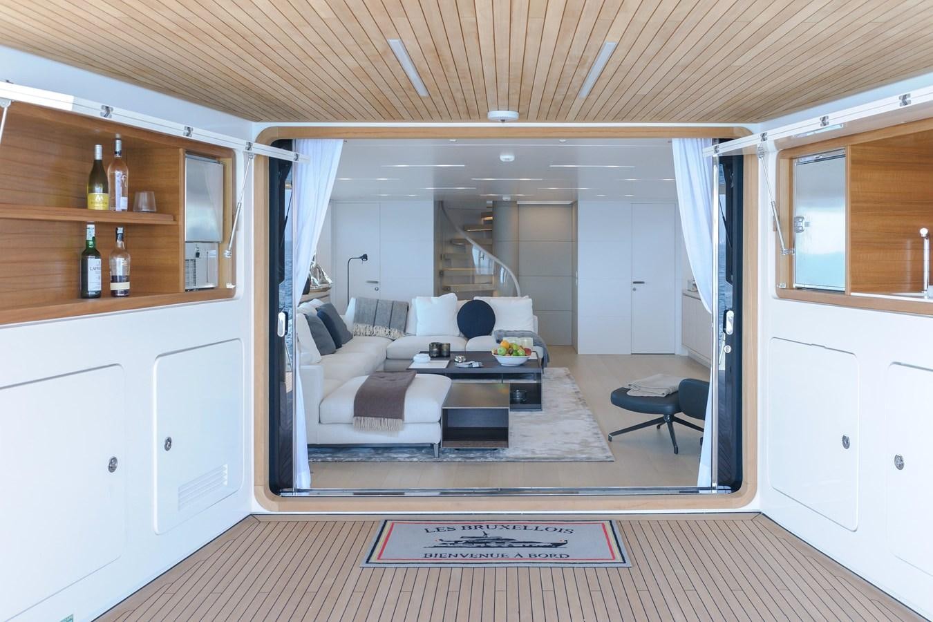 a room with a table and chairs aboard SANLORENZO SD112 Yacht for Sale