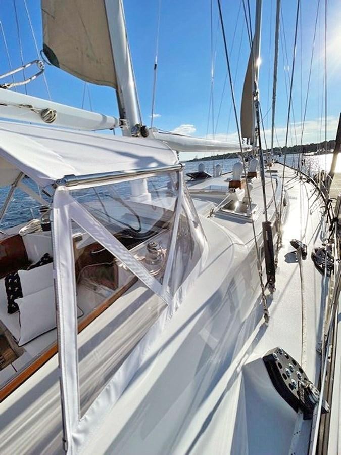 a boat with a white railing aboard SIROCCO Yacht for Sale
