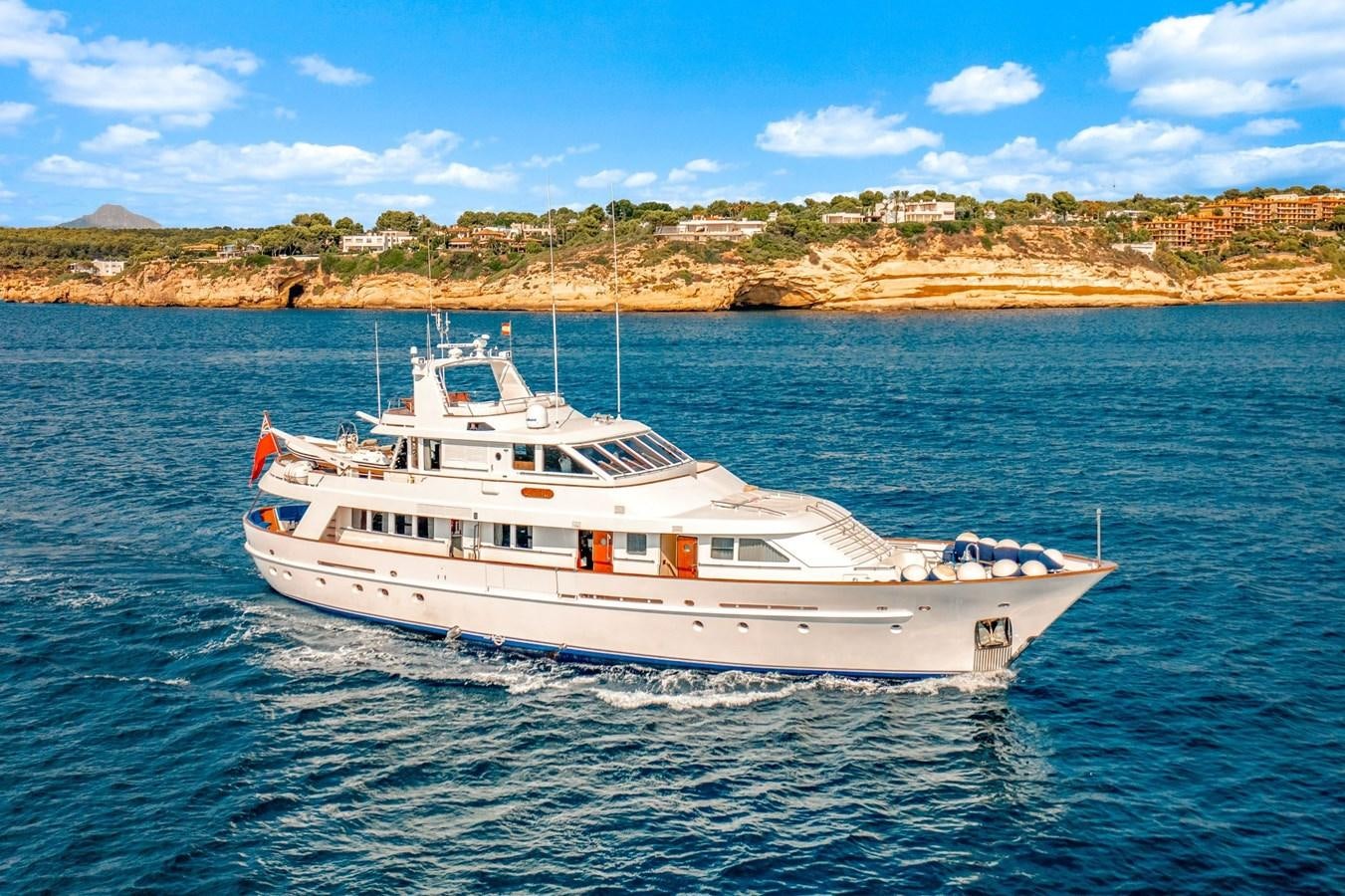 a white boat in the water aboard ALDONZA Yacht for Sale