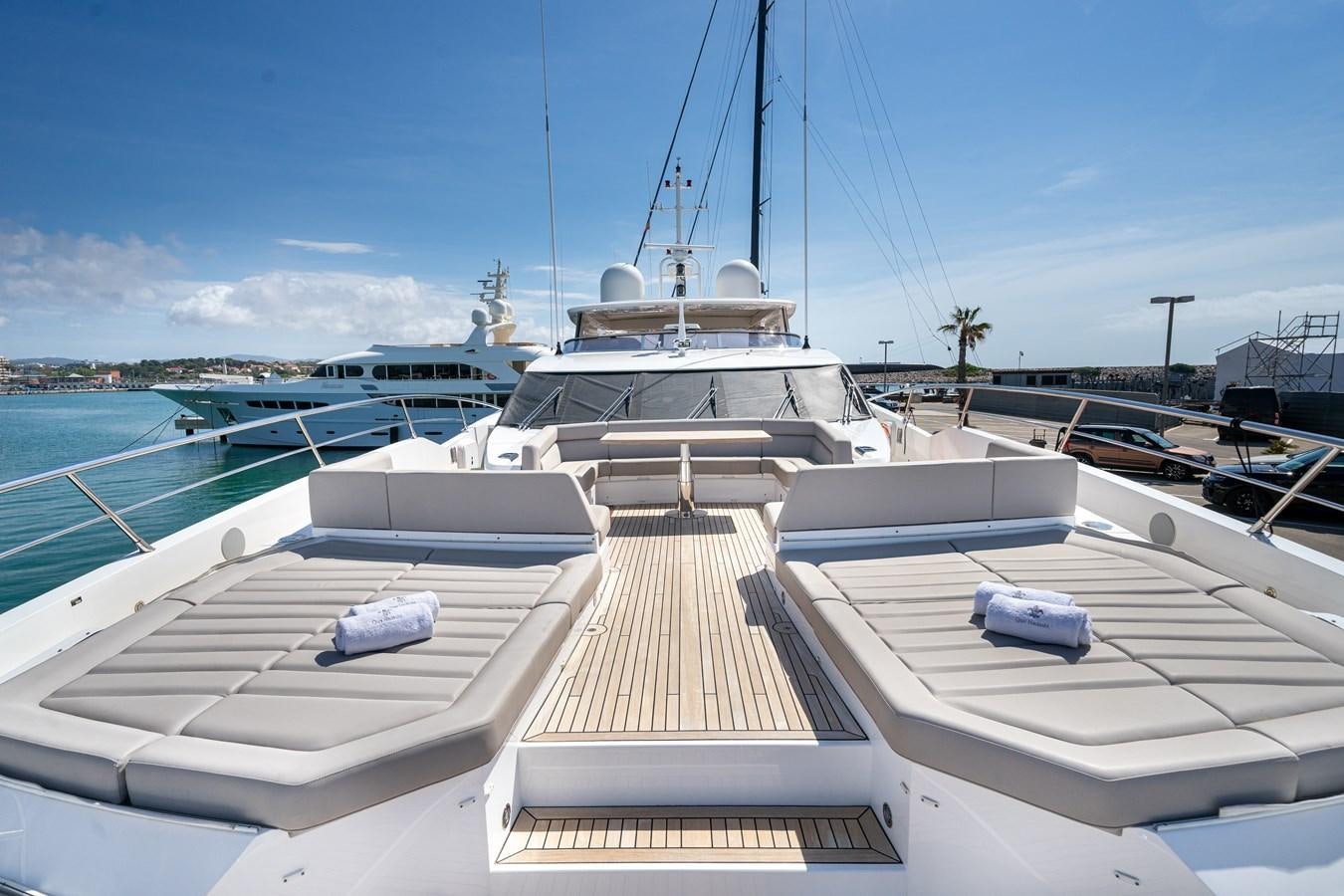 a deck with a boat on it aboard SUNSEEKER 116 -  QART HADASHT Yacht for Sale