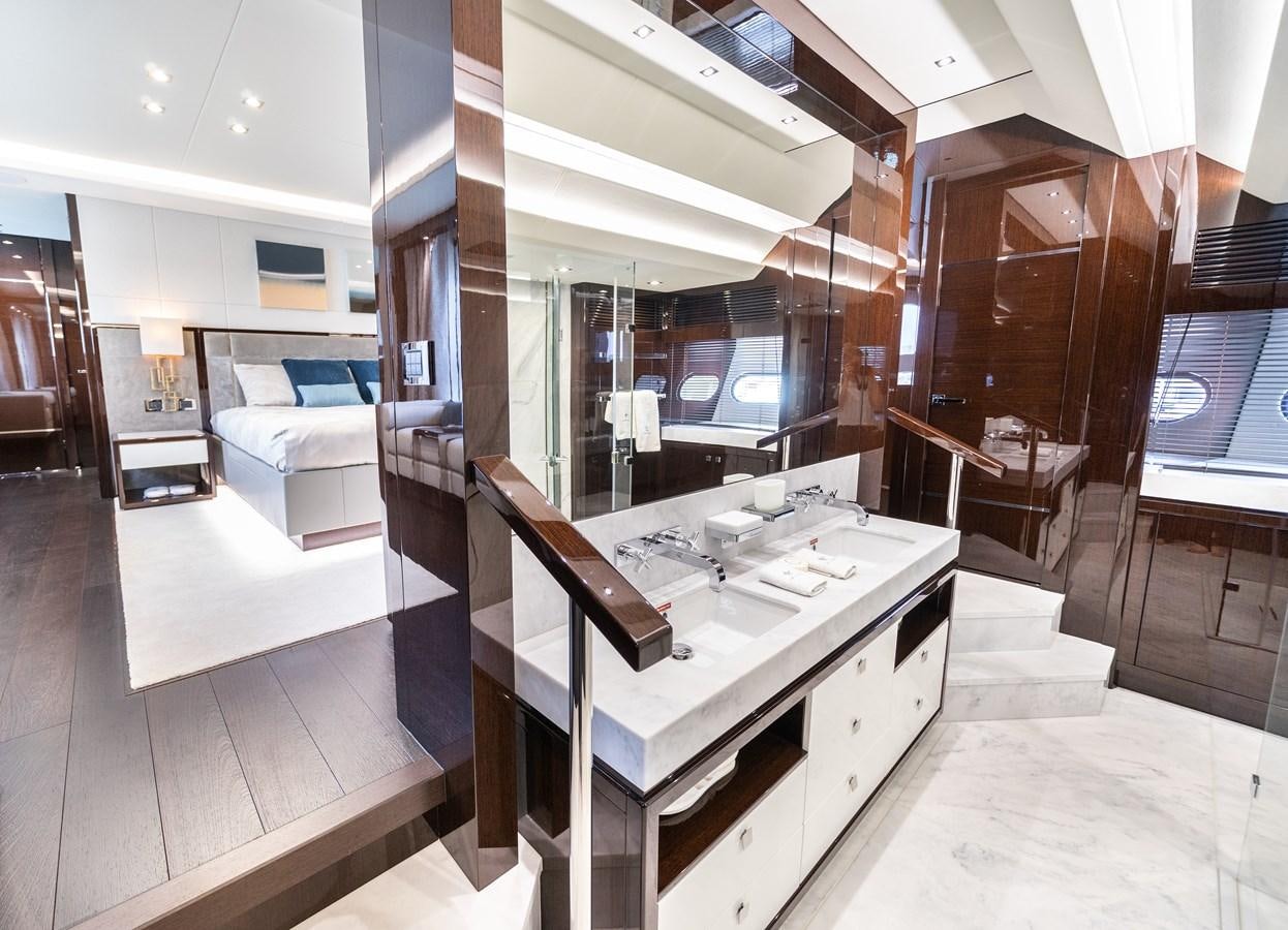 a large bathroom with a large sink aboard SUNSEEKER 116 -  QART HADASHT Yacht for Sale