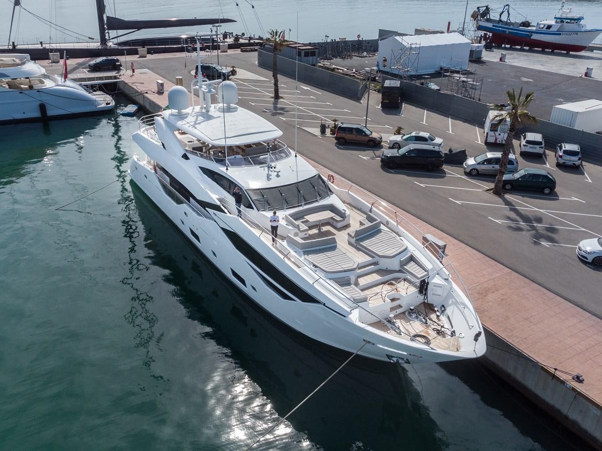 a boat docked at a pier aboard SUNSEEKER 116 -  QART HADASHT Yacht for Sale