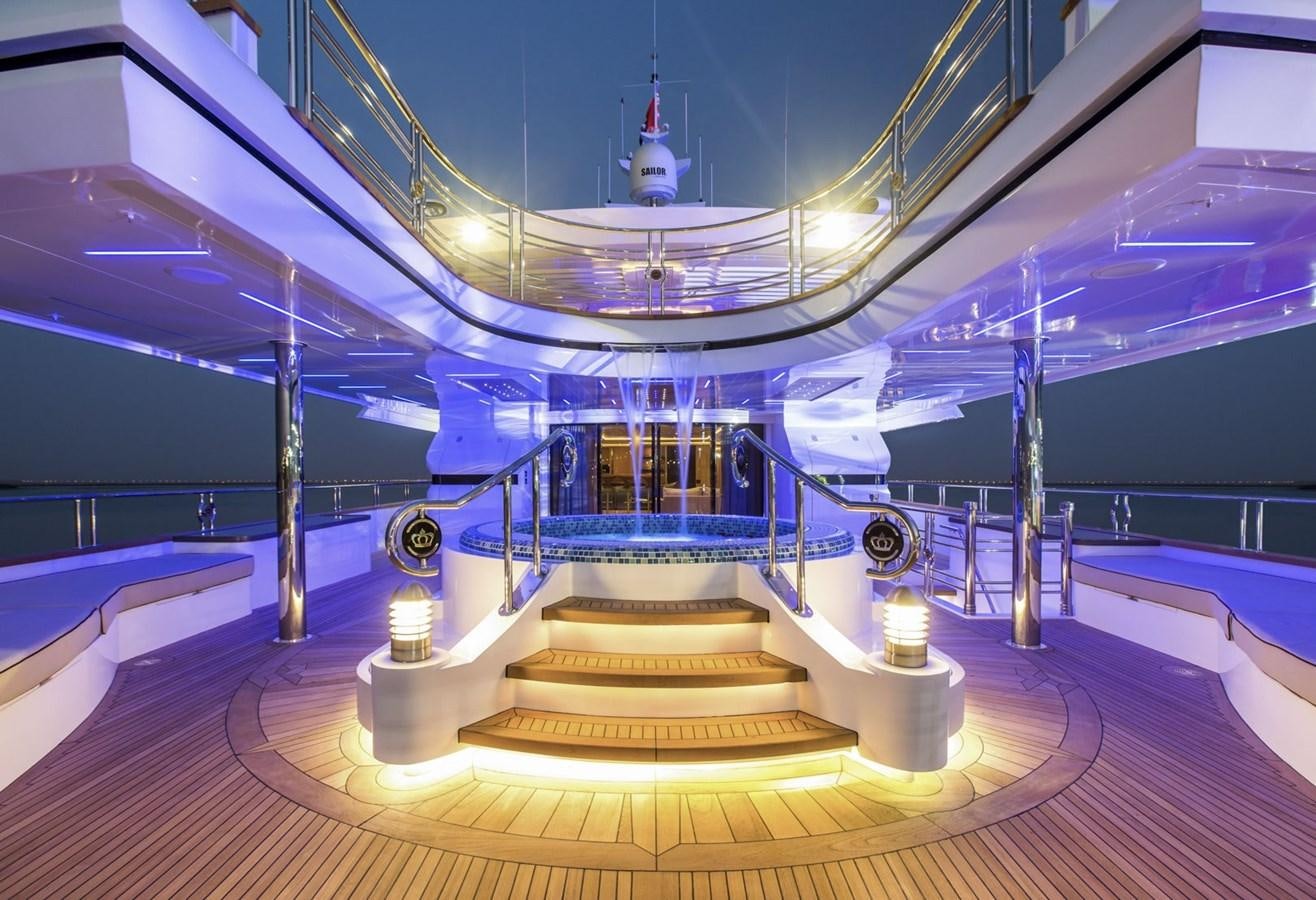 a large room with stairs and a large white building with a domed roof aboard MAJESTY 155 Yacht for Sale