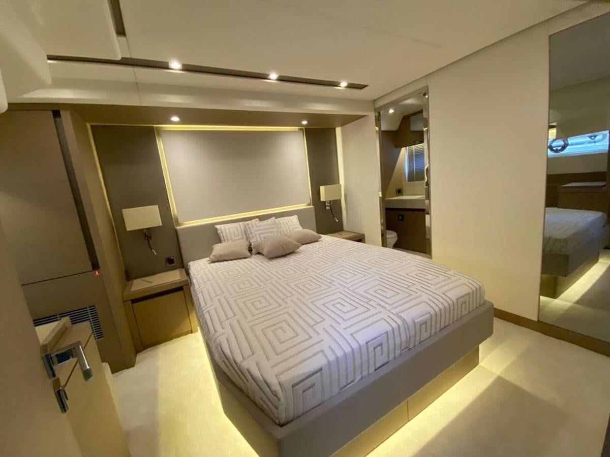 a bed in a hotel room aboard MEIGA Yacht for Sale