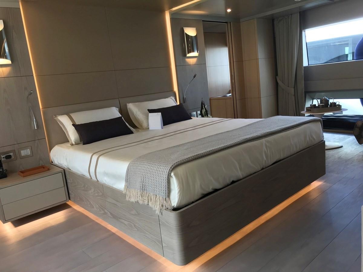 a bed in a room aboard ALEGRE Yacht for Sale