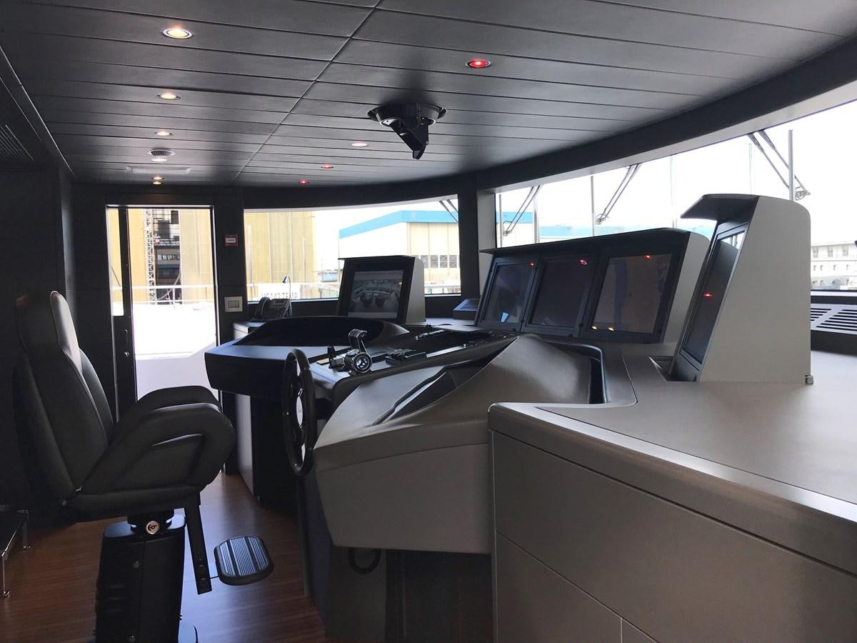 an empty office with computers aboard ALEGRE Yacht for Sale