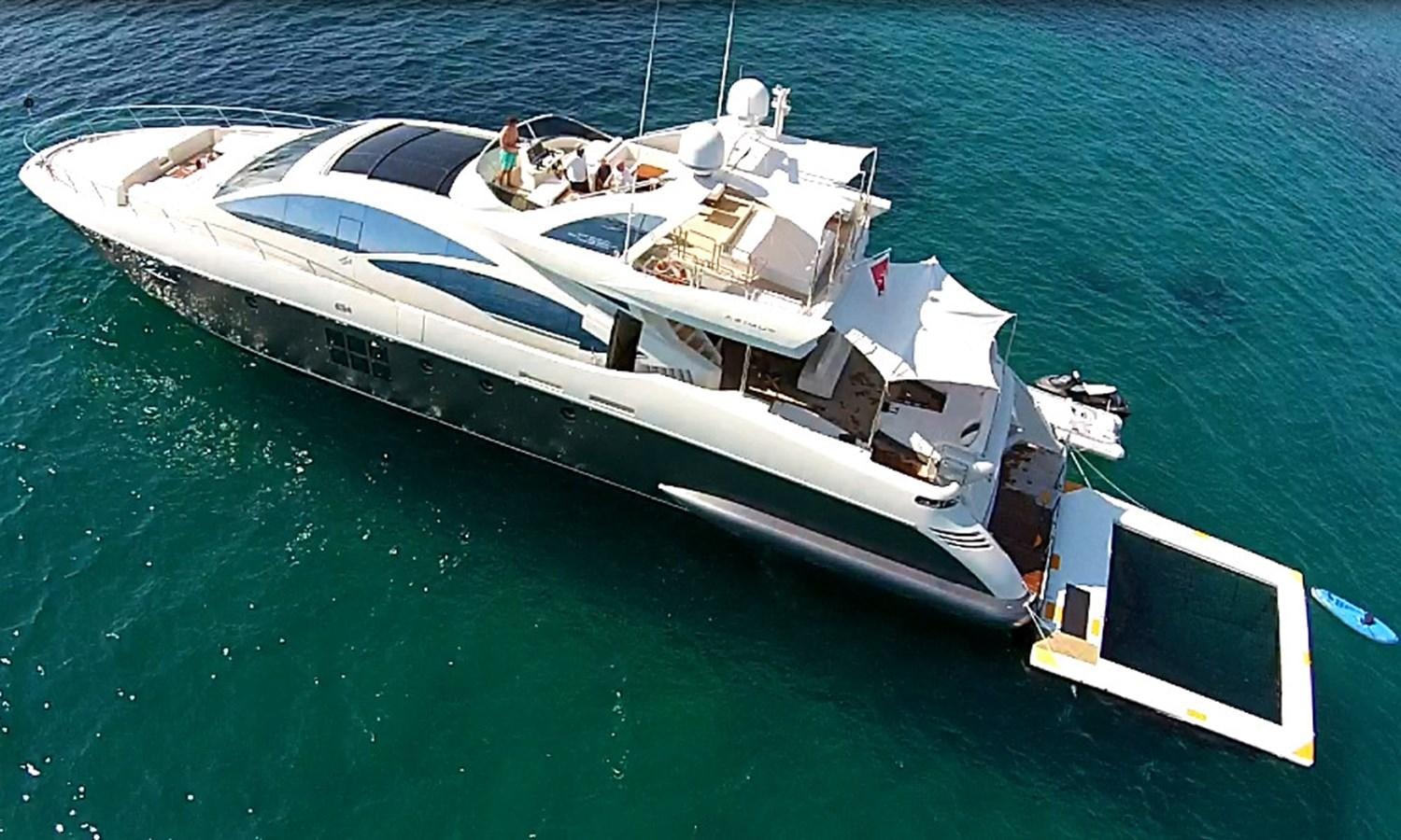 a white yacht on the water aboard PATRONESS Yacht for Sale