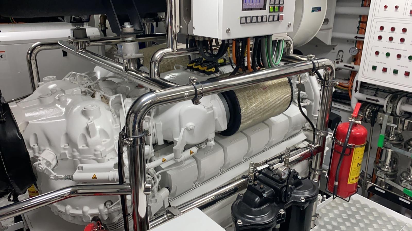 a close-up of a machine aboard CLASSIC 121 Yacht for Sale