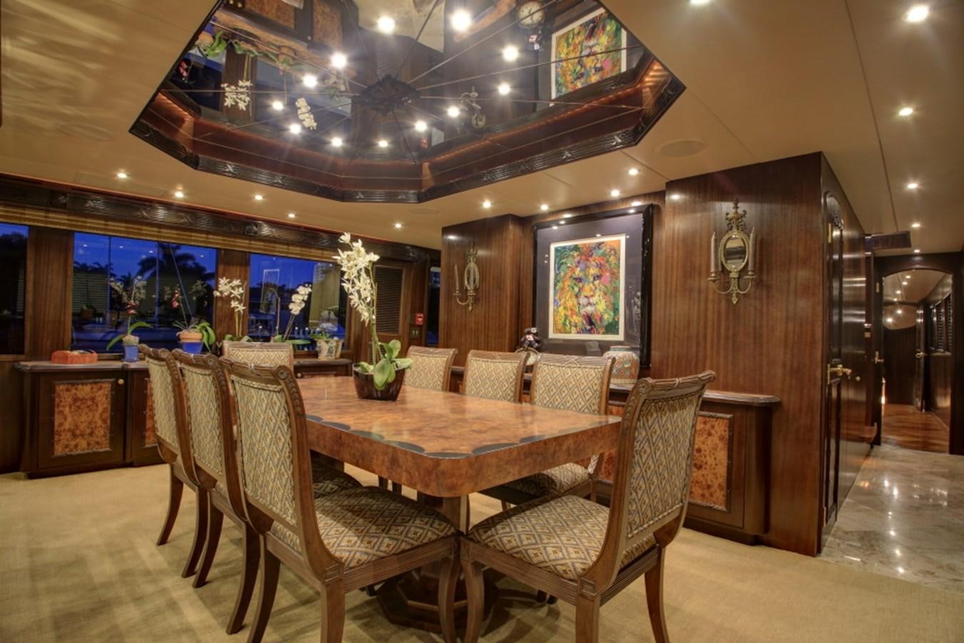 a dining table in a room aboard SUNDAY MONEY Yacht for Sale