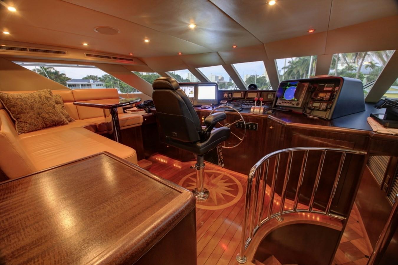 a person sitting in a chair in a room with a table and chairs aboard SUNDAY MONEY Yacht for Sale