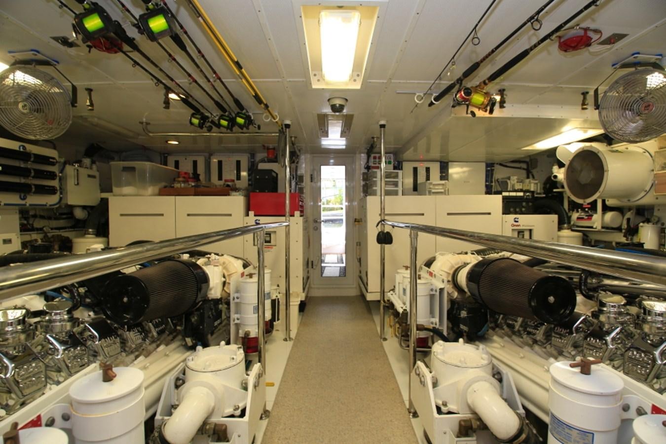 a room with many white pipes aboard SUNDAY MONEY Yacht for Sale