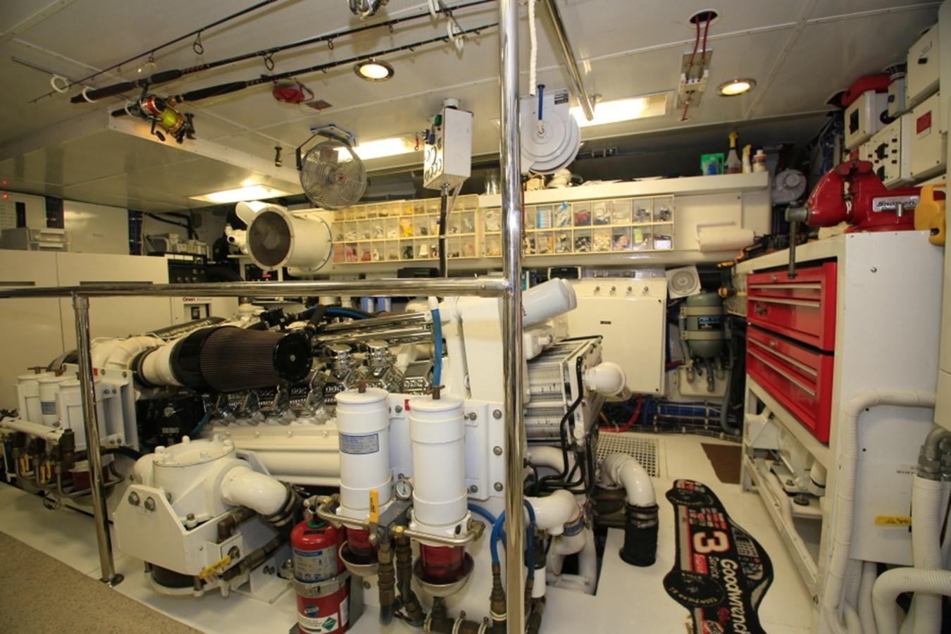 a room with machinery and pipes aboard SUNDAY MONEY Yacht for Sale