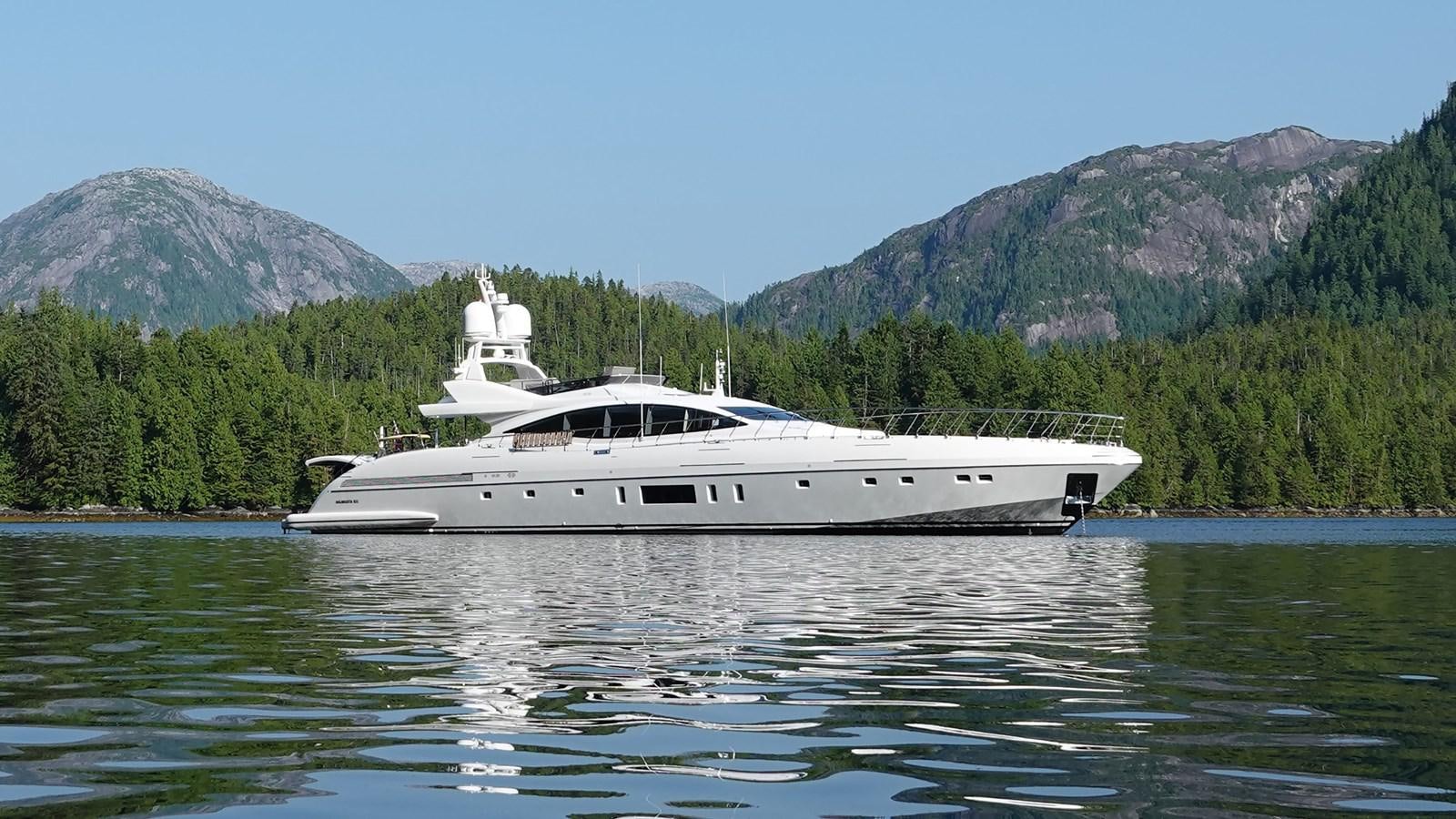 a white boat on water aboard FIREFLY Yacht for Sale