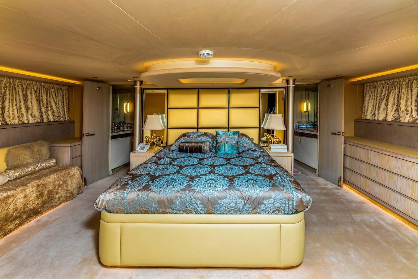 a large bedroom with a large bed aboard WILDE WHALE Yacht for Sale